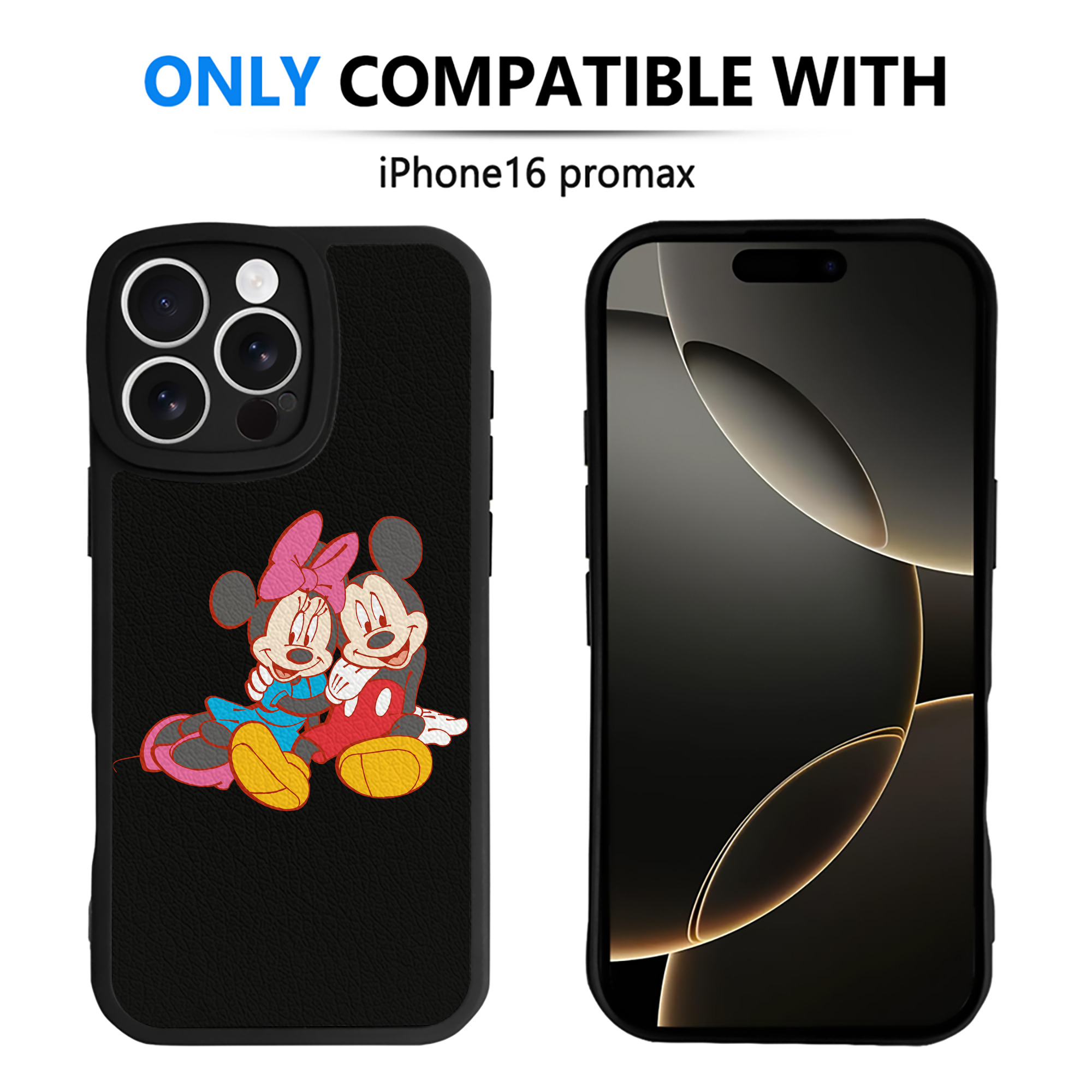 （画像用） ミッキーマウス Mickey Mouse 【iPhone 16シリーズ対応】シリコンスマホケース（レザー調） 材質：シリコン